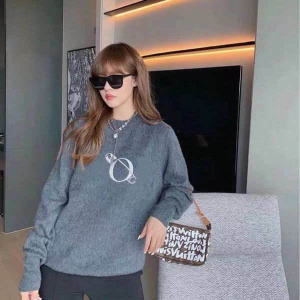 

designer 2021 pin letter logo knits sweater round neck embroidery fashion, White