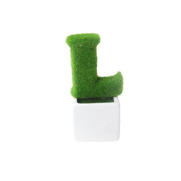 

1pc flocking letter bonsai square potted artificial plants home ornaments deskdecor (letter)