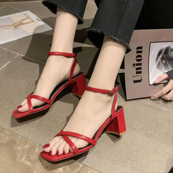 

dress shoes square toe heels red tacones negros chaussure femme for women 2021 zapatos de mujer sandals sandalias, Black