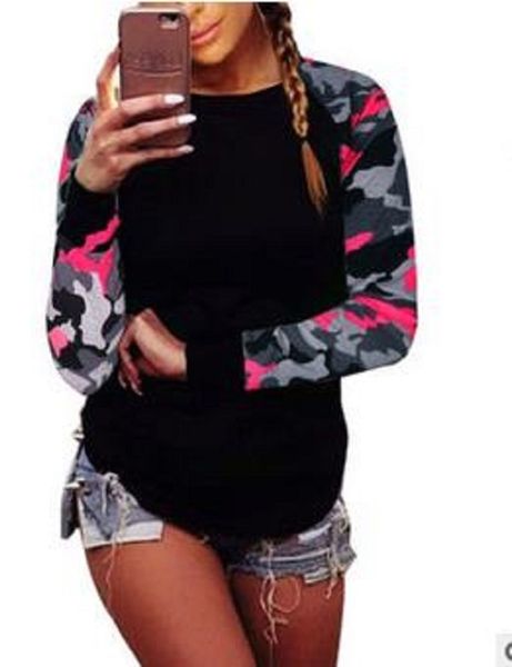 

t-shirt camouflage army long mouths t-shirts retrieve casual women's shirt camisetas plus s-5xl, White