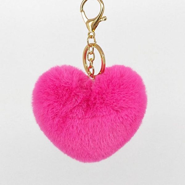 

keychains lovely heart puffly ball key chains handmade fur pompom jewelry charms pendant bags keys decor accessories keychain love gifts, Silver