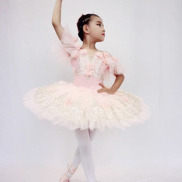 

childrens peach pink ballet fluffy gauze tutu dress window display suspender show dress sleeping beauty stage dress, Black;red