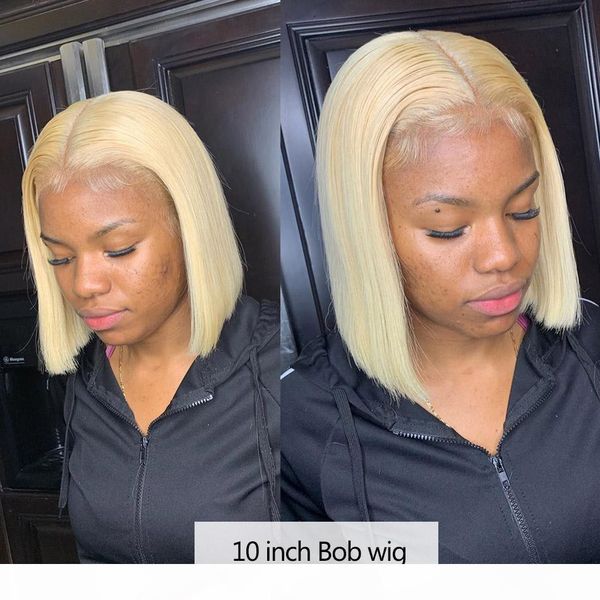 

613 blonde bob wig pre plucked brazilian lacefront straight short bob ombre 613 blonde full lace human hair wigs for black women, Black;brown