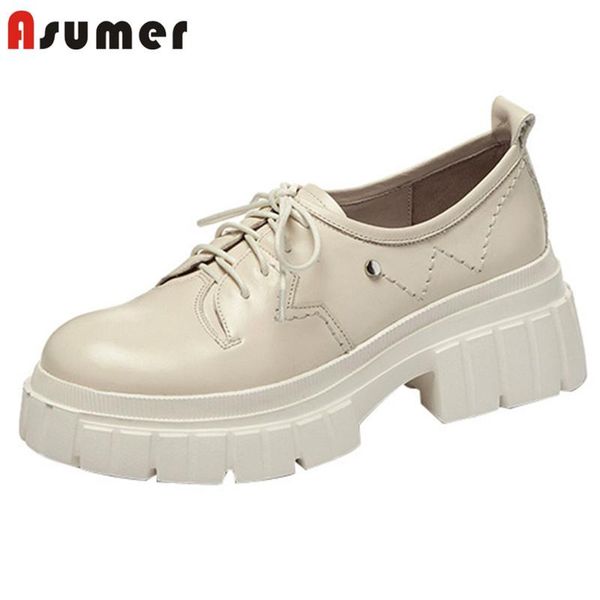 

dress shoes asumer punk women genuine leather thick bottom platform casual fashion pumps, Black