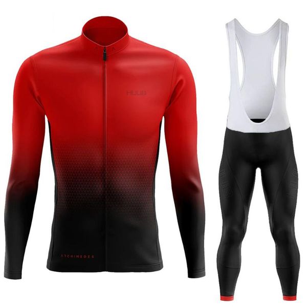 

racing sets 2021 huub cycling jersey set breathable clothing autumn spring long sleeve men road bike shirt suit bicycle tights mtb, Black;blue