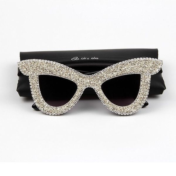 

sunglasses cat eye women luxury rhinestone big frame oversized sun glasses for men vintage shades oculos, White;black