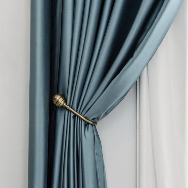 

curtain & drapes modern curtains for living dining room bedroom light luxury solid color blended silk finished product customization