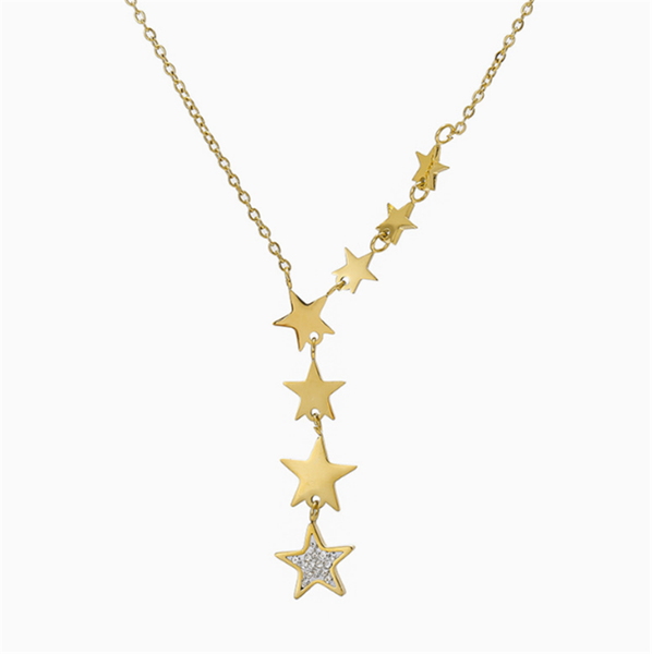 

pendant necklaces 316l stainless steel five-pointed star light luxury necklace tassel female unfading titanium no fade, Silver