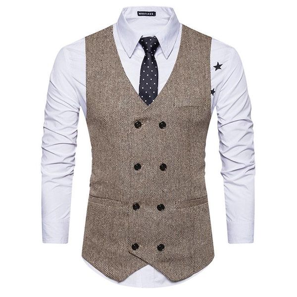 

men's vests mens slim fit herringbone tweed suits vest wool blend waistcoat men wedding groom formal tuxedo suit chalecos para hombre, Black;white