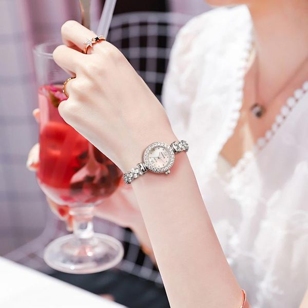 

wristwatches rocos women bracelet watches quartz diamond waterproof ladies watch fashionable shell dial wristwatch reloj de mujer, Slivery;brown