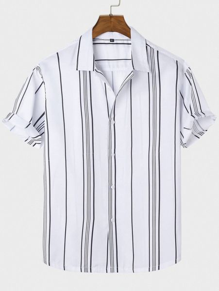 

men vertical striped shirt r6z1#, White;black