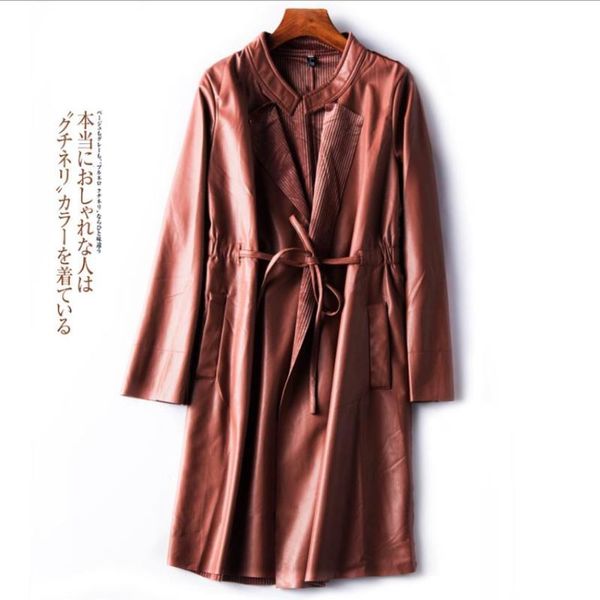 

fashion brand long cardigan pu leather jacket new female motorcycle pu leather jacket was thin wq1114 dropship, Black