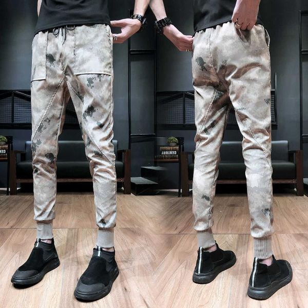 

men's pants 2021 spring mens joggers camo cargo men jogger harem camouflage streetwear pockets trousers 28-36, Black