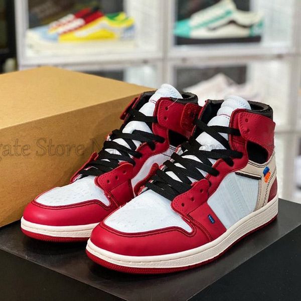 

high og 1s mens basketball shoes off joint design unc chicago north carolina chaussures red blue white women sports sneakers outdoor trainer, White;red