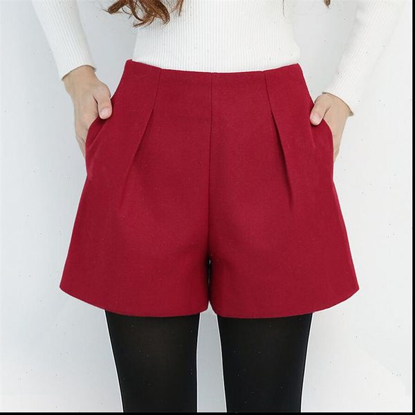 

winter shorts for women wool boots shorts candy colors zip up loose short pants with pockets casual wear dk6155, White;black