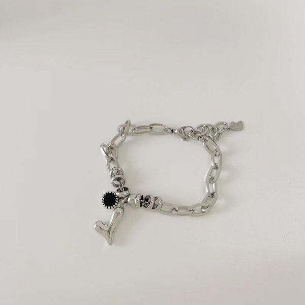 

link, chain love pendant bracelet, Black