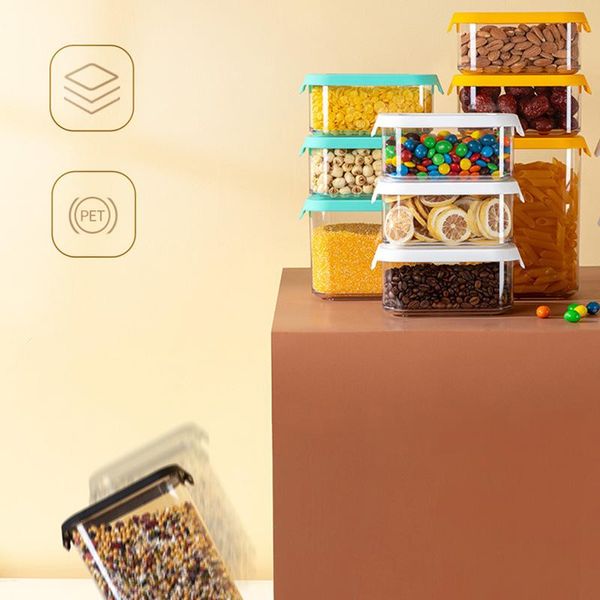 

storage bottles & jars household kitchen fresh-keeping square sealed tank durable clear box pld