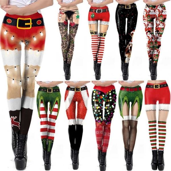 

christmas leggings for women st patrick's day leggins 3d printed workout stretch trousers pants skinny 211215, Black
