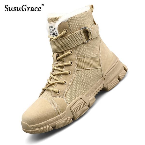 

boots susugrace winter women warm lining sneaker for woman quality lace-up flats high-shoes fashion vintage street botas, Black