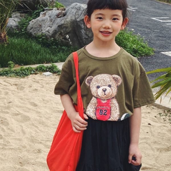 

New Girls Babys Kids T-shirt Outwear 2022 Green Spring Summer Overcoat Top Sport Princess Toddler Childrens Clothing