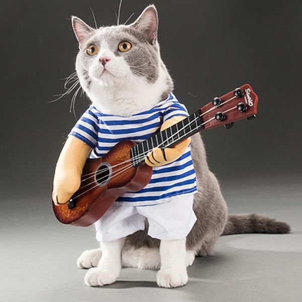 

cat costumes halloween funny cosplay suit for cats clothes guitarist cowboy cute kawaii pet dog accessoties