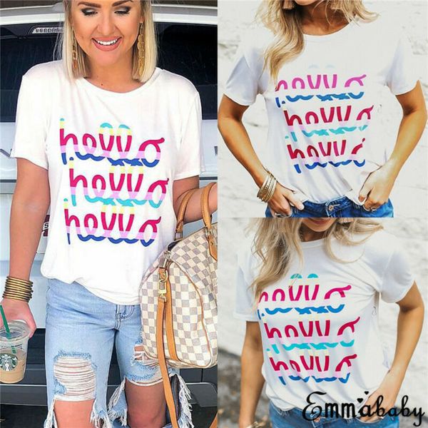 

fashion boho women's white short sleeve t-shirt ladies summer casual pullover famales tee 6-14