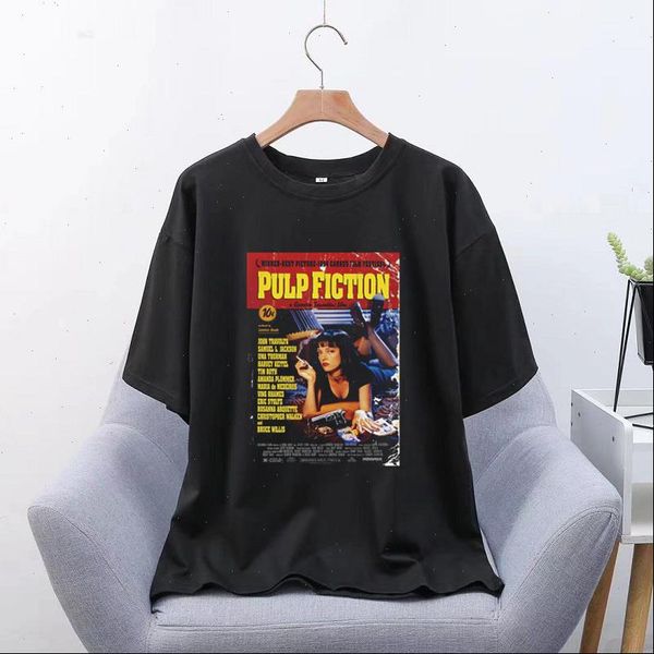 

pulp fiction movie fashion tshirt aesthetic hip hop t shirt men streetwear harajuku vintage oversize t shirt, White