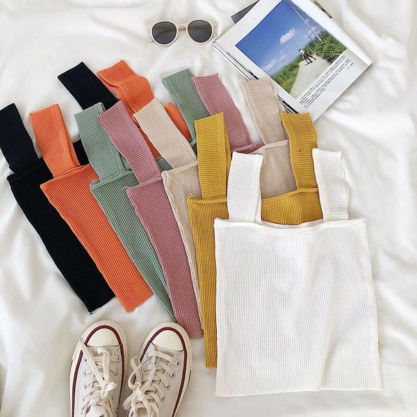 

women's tanks & camis pearl diary women knit slash neck summer sweater crop clothes 2021 club high street, White