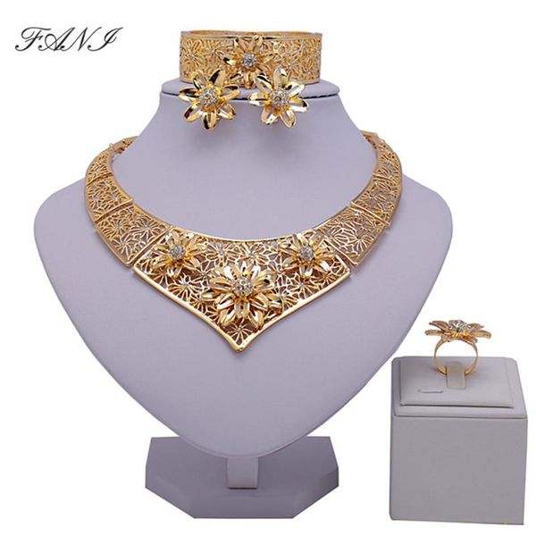 

earrings & necklace fani nigerian woman accessories jewelry set fashion african beads weddingjewelry dubai gold designer wholesale, Silver