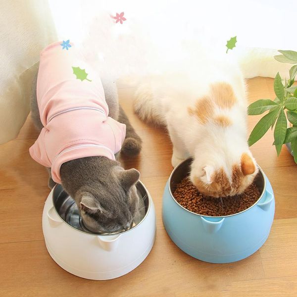 

dog bowls & feeders stainless steel cat bowl bevel protection cervical vertebra pets for cats dogs drinking water