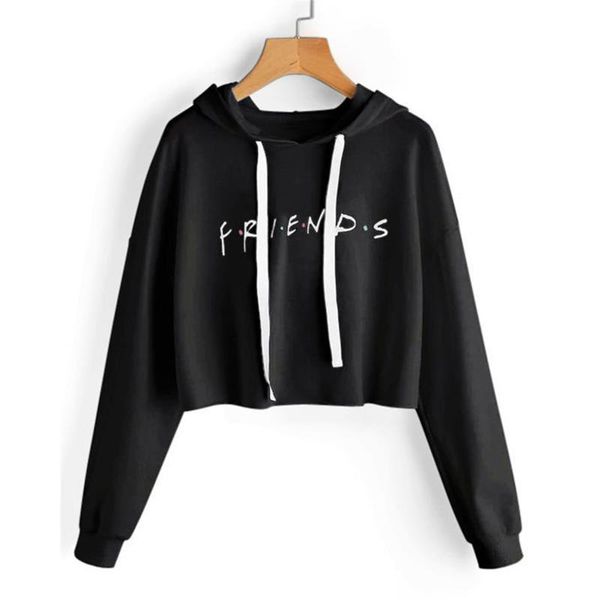 

fashion letter printed short harajuku sweatshirt women autumn o-neck long sleeve crop sweatshirts pullovers, Black