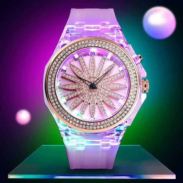 

skmei led light flash luminous watches women men boys girls silicone wrist watch fashion rhinestone clock kids children 1536