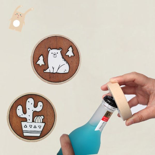 

wood bottle openers refrigerator fridge message sticker protable opener custom logo party wedding gift