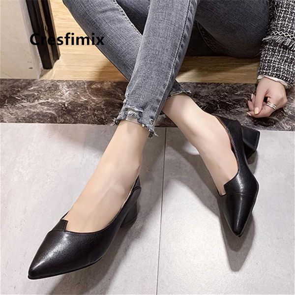 

dress shoes women fashion beige soft comfortable pu leather slip on heels ladies classic black sapato feminino e9068
