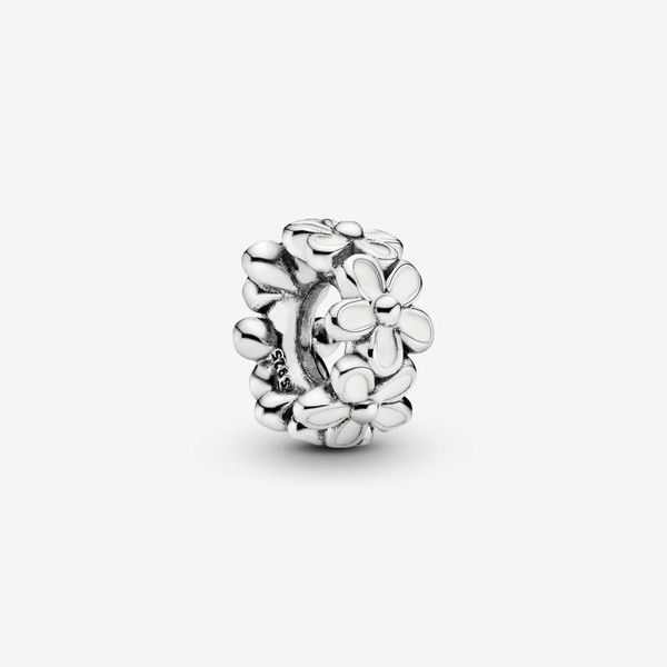

genuine 925 sterling silver white daisy flower spacer charm fit pandora original european charms bracelet fashion jewelry accessories, Bronze;silver