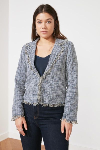

women's jackets trendyol tassels jacket twoss21ce0297, Black;brown