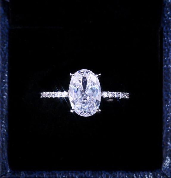 

classic diamond ring jewelry oval cut 3ct aaa zircon engagement rings size 5-10 silver plated, Red;brown