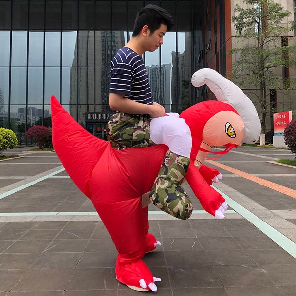 

mascot doll costume halloween costumes dinosaur inflatable costume anime mascot party disfraz parasauroloph role play clothing, Red;yellow