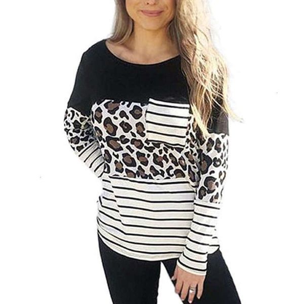 

new stripe stitching street fall style round 2021 neck long sleeve women's t-shirt, Black;gray
