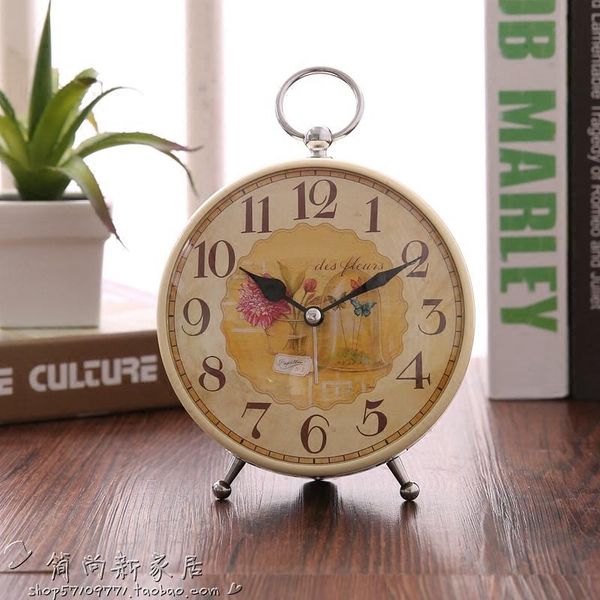 

desk & table clocks european vintage clock art silent creative metal office deskliving room horloge decor da60zz