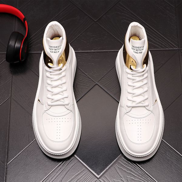 

trend high casual lace up board shoes male trendsetter sports walking flats sneakers fashion spring autumn wedding party loafers x93, Black