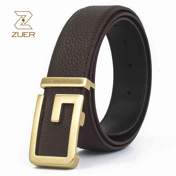 

belts zuer men's g-buckle letter brand leisure smooth buckle leather, Black;brown