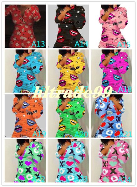 

48 color women designer pajama onesies nightwear playsuit workout button skinny print jumpsuits v-neck short onesies rompers dhl, Black;gray