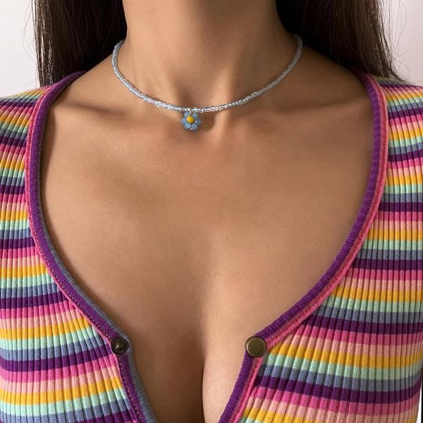 

chokers women necklace flower elegant colorful bead choker summer beach bohemia jewelry accessories, Golden;silver