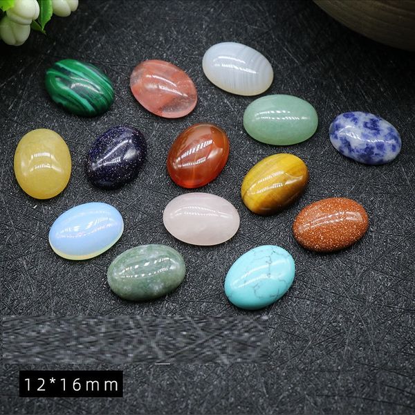 

12*16mm flat back assorted loose stone oval cab cabochons beads for jewelry making healing crystal wholesale, Black