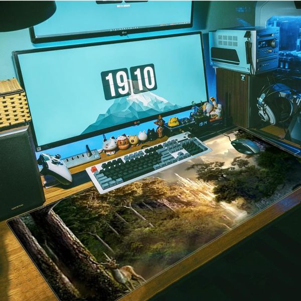 

mouse pads & wrist rests deer in forest customized lappad computer gaming mousepad anti-slip natural rubber with locking edge mat