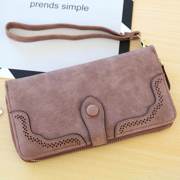 

wallets 2021 pu leather women wallet long hasp zipper big capacity concise scrub bag clutch wristlet phone purse carteras, Red;black