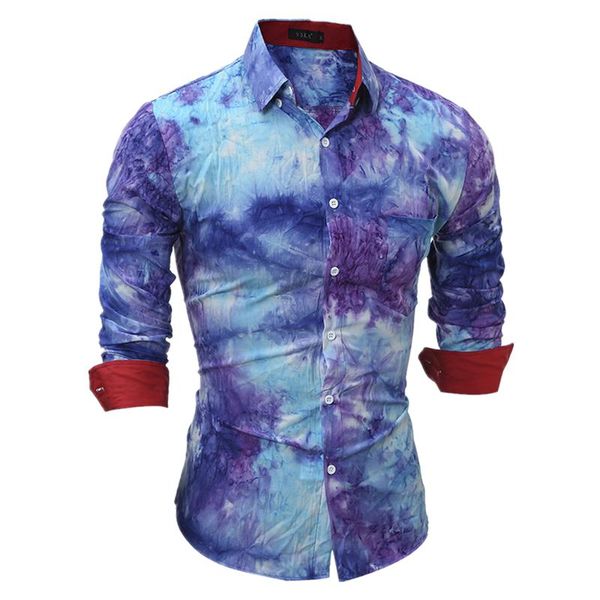 

2021 summer new men 3d tie-dye print flower shirt fashion england style slim fit retro long-sleeved shirt, White;black