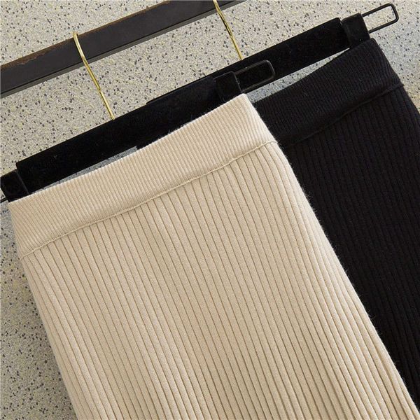 

popular mid winter women's thickened length autumn knitted 2020 fishtail new a-line high waist hip pleated skirt hot, White;black