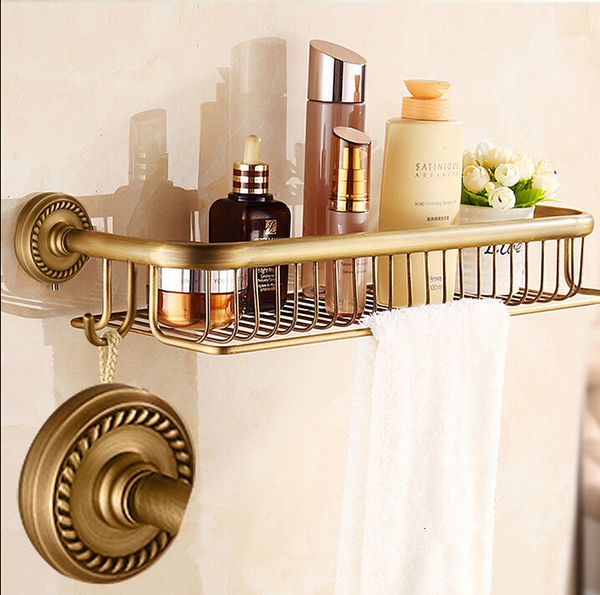 

2021 new arrivals total brass antique shees with towel bar shampoo holder bathroom accessories 5zkm